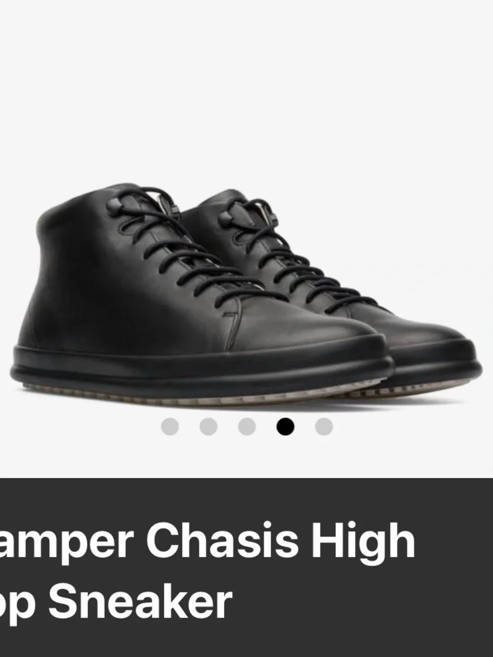 Camper Chasis men’s high-top sneakers / ankle boots in classic black leather.